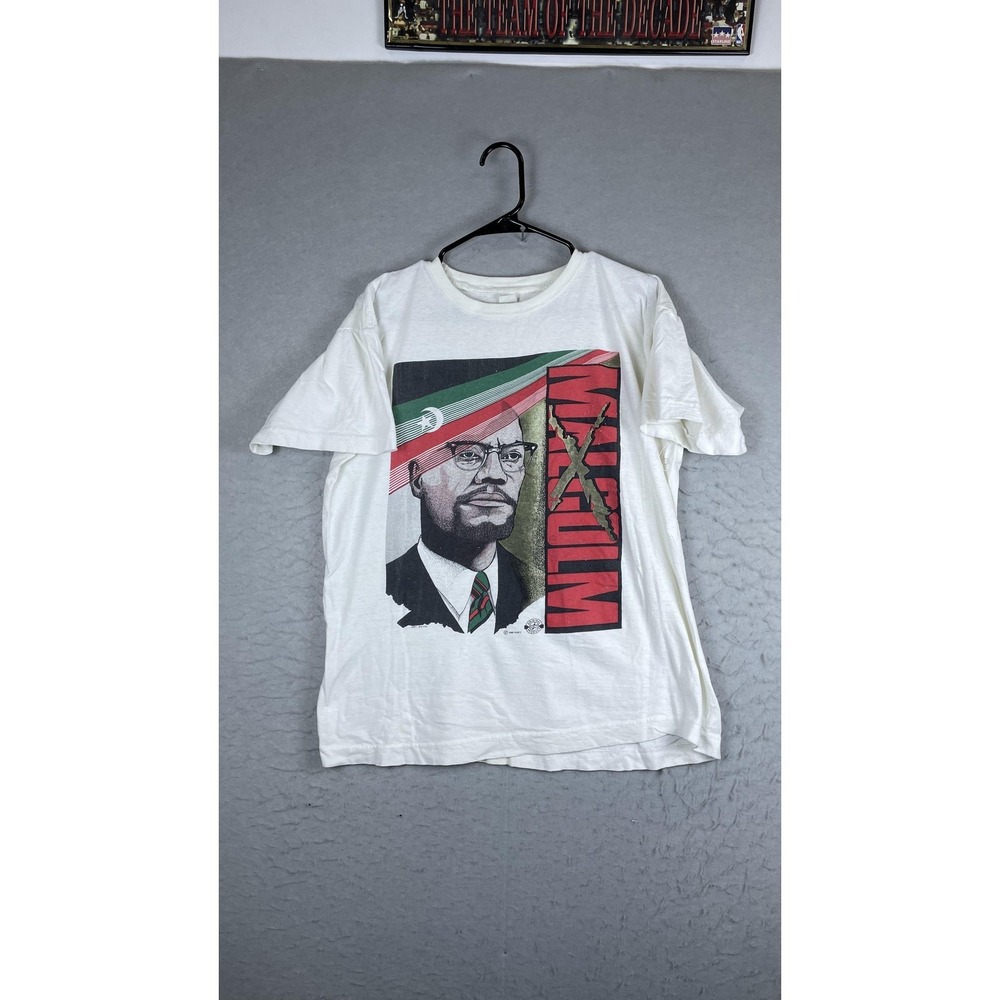 Vintage Malcolm X Shirt Mens Large White Portrait Quote Graphic Tee T-Shirt - Picture 1 of 8